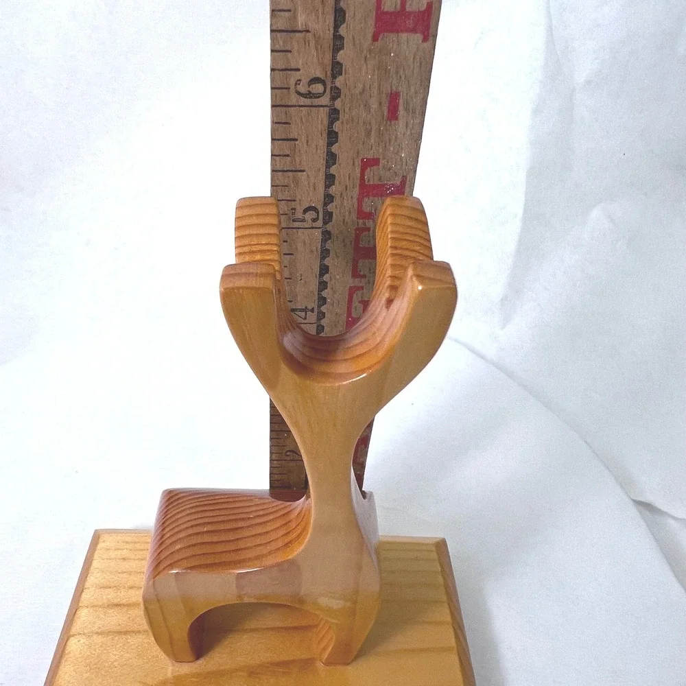 Handcrafted Vtg Wooden Deer Reindeer Signed Glenn D. Wagner MCM‎ Sculpture Cabin